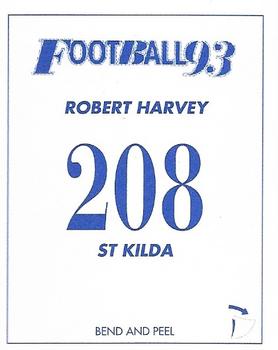 1993 Select AFL Stickers #208 Robert Harvey Back